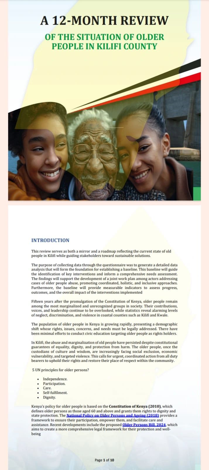 Establishing a Baseline on the Wellbeing, Protection, and Rights of Older Persons in Kilifi County